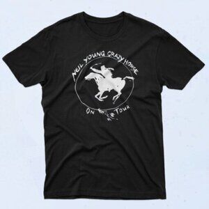 Neil Young Crazy Horse Tour T Shirt 90s On Tour Graphic Fan Gift Retro Vintage